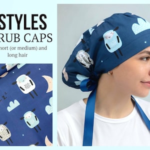 Sheep scrub cap, Funny ponytail scrub cap, Scrub caps for women ponytail, Ponytail scrub cap, Animal scrub cap,   Surgical cap women,