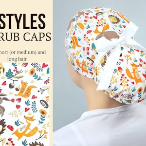 Scrub cap, Ponytail scrub cap, Surgical caps, Scrub caps for women ponytail, Animal scrub cap, Funny scrub cap, Fox surgical cap, Nurses hat