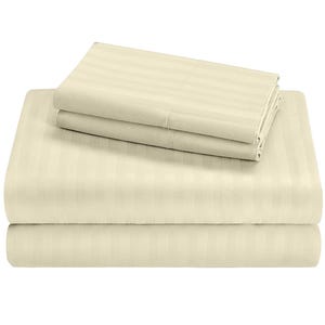 1000TC Custom Striped 4PC Sheet Set | 100% Egyptian Cotton Sateen Bedding | 15" Deep Pockets