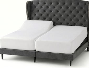 2-PC Split Bed Fitted Sheet for Adjustable Bed 100% Egyptian Cotton: 800 Thread-Count Deep-Pockets