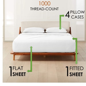 6-PC Sheet Set - Ultra Soft 1000-Thread Count Pure Egyptian Cotton 18" Extra Deep Pockets