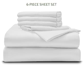 6-PC Sheet Set - Ultra Soft 1000-Thread Count Pure Egyptian Cotton 12-Inch Deep Pockets