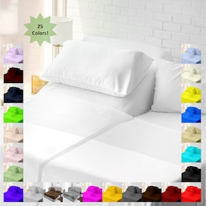 Split Bedsheet for Adjustable Bed 400-Thread Count 100% Egyptian Cotton 5-PC [1 Flat, 2 Fitted Sheets, 2 Pillowcases] Soft Breathable