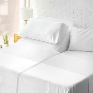 Split Bedsheet for Adjustable Bed 600-Thread Count 100% Egyptian Cotton 5-PC [1 Flat, 2 Fitted Sheets, 2 Pillowcases] Soft Breathable