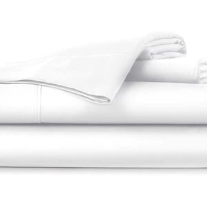 Percale Bedsheet 100% Egyptian Cotton 800-TC 4-PC Sheet Set (1 Fitted, 1 Flat Sheet and 2 Pillowcases) 16&quot; Deep Pockets - White Percale