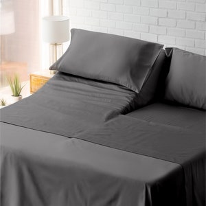 Split Head Bedsheet for Adjustable Bed 400-Thread Count 100% Egyptian Cotton 4-PC [1 Flat, 1 Fitted Sheet, 2 Pillowcases] 25-Inch Deep
