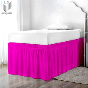 Wrap Around Bed Skirt for College Dorm Room |100% Egyptian Cotton | 600-Thread Count| Extra Long Extended Wrap-Around BedSkirt - [Twin XL]
