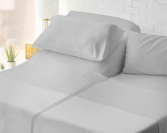 2PC Split Fitted Sheet Only for Adjustable Bed 1000-Thread Count 100% Egyptian Cotton 2 Fitted Sheets, Extra Deep Pockets Available 1000-TC