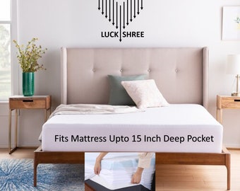 Waterproof Terry Cloth Mattress Protector – Fitted Style, 15” Deep Pocket