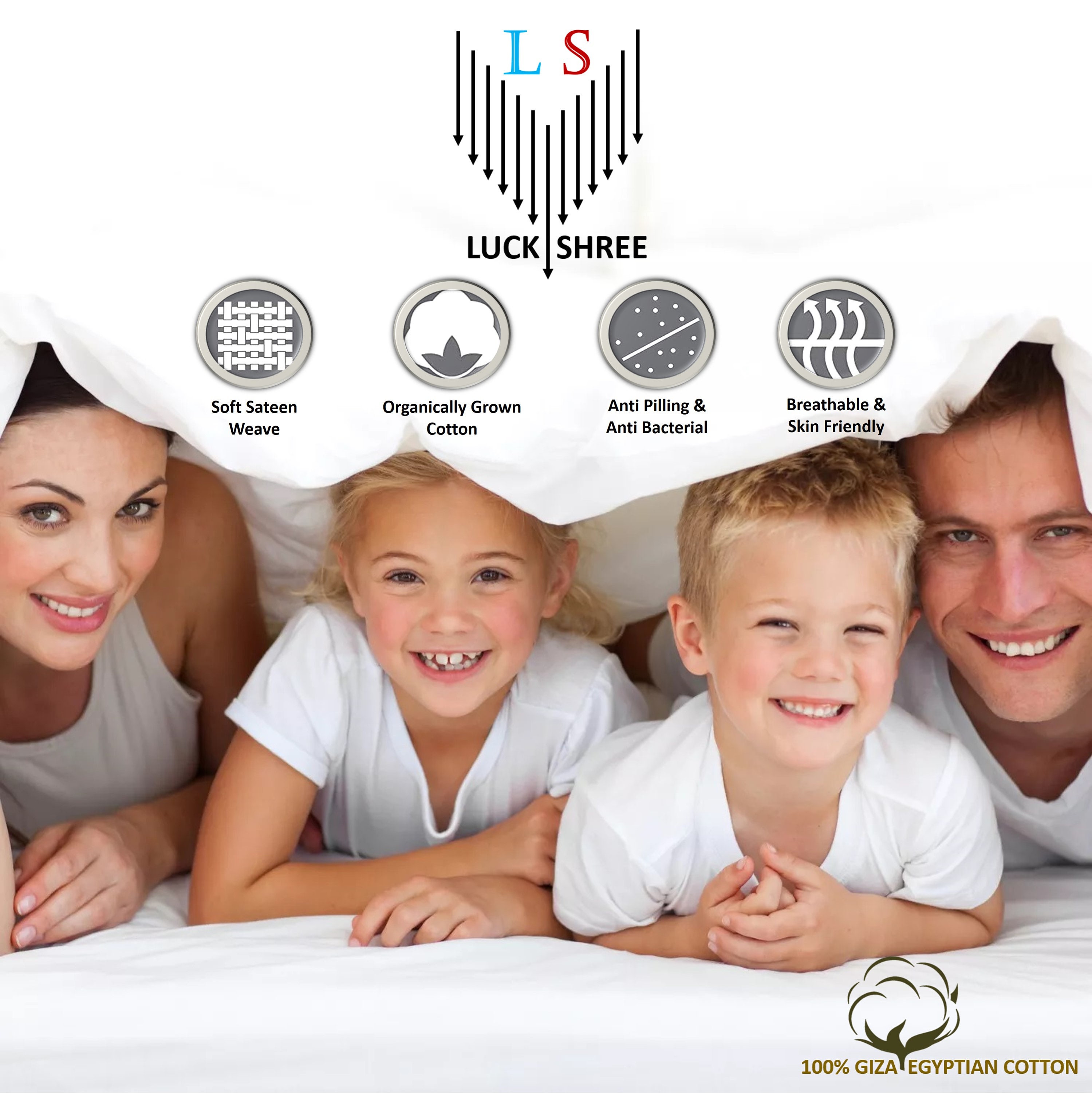 SGI Top Split Flex Set Lenzuola King Size Regolabile 71cm – 1000 Fili Cotone Egiziano Bianco, 4 Pezzi