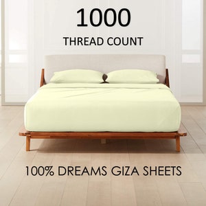 1000TC Pure Giza Bedsheet 15&quot; Deep Pockets 100% Egyptian Cotton 4-PC Custom Soft Sateen Bedsheet 1 Fitted, 1 Flat Sheet and 2 Pillowcases