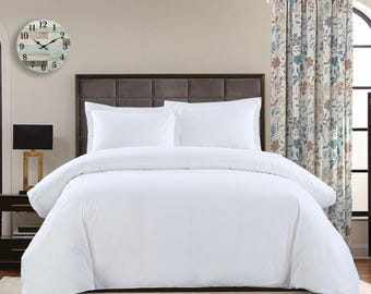 Egyptian Cotton Percale Bedding Set: 1000 Thread Count, White