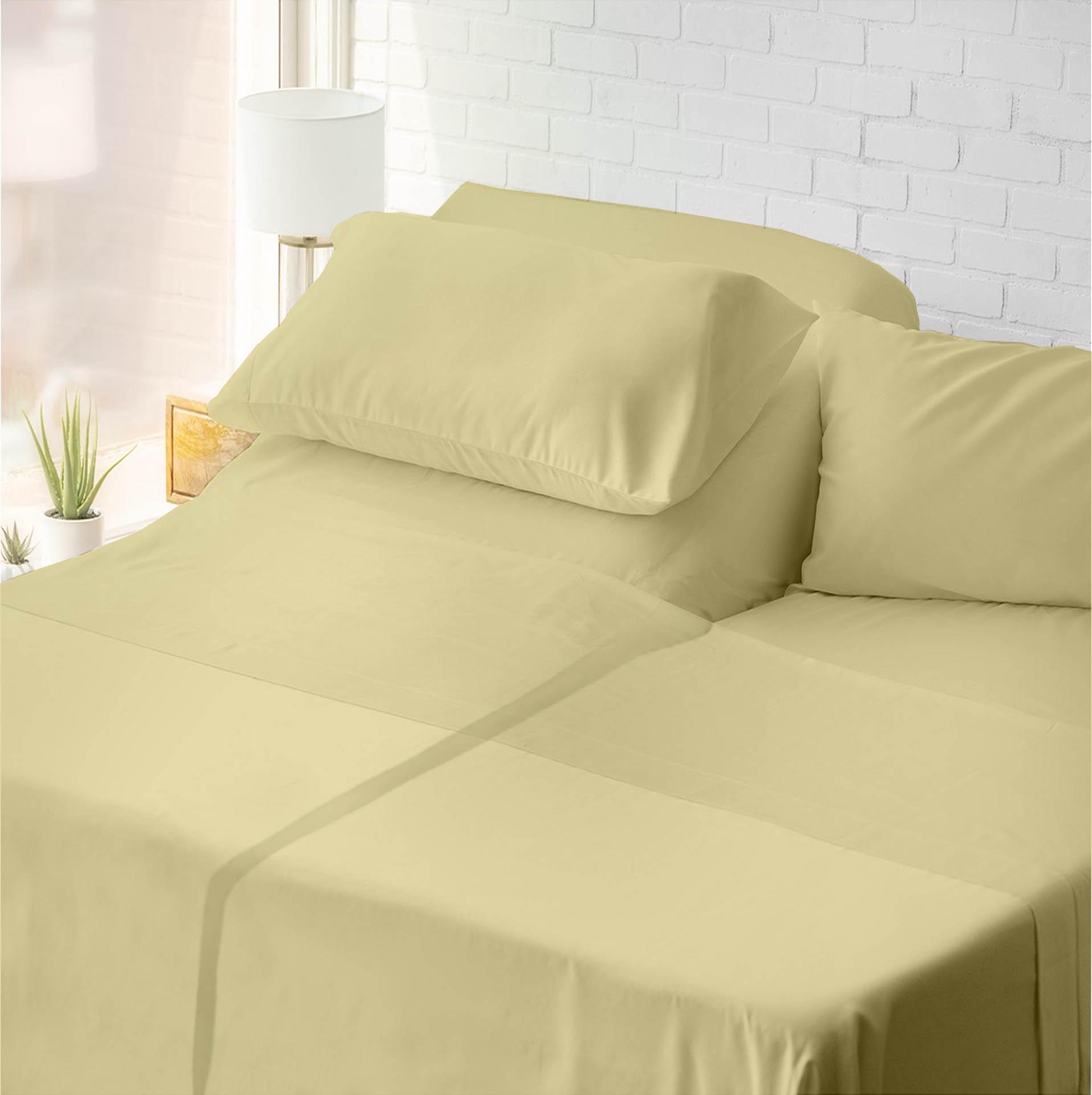 Cloud9 1000TC Egyptian Cotton Sheet Set – Queen Size, Solid Color, Fitted & Flat Sheets + Pillowcases, India Made