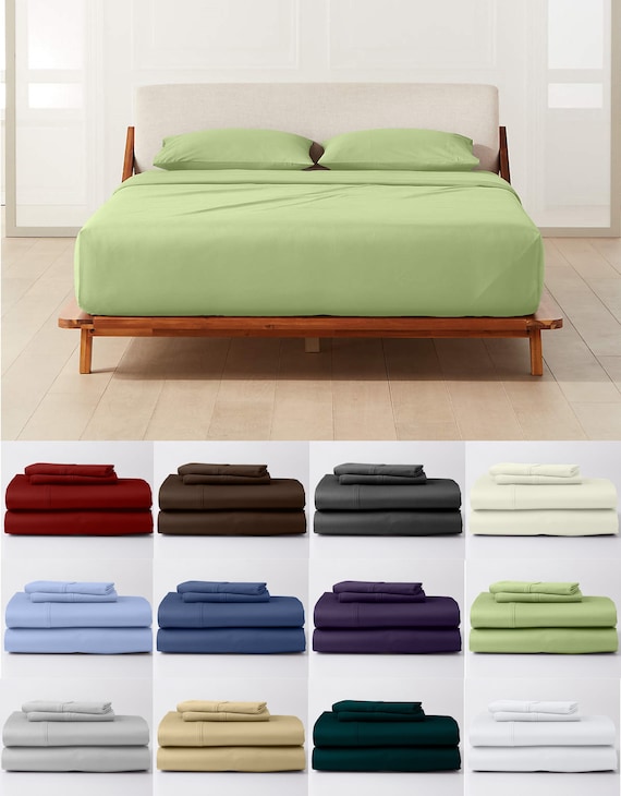 Split Queen Parure de lit 100 % coton égyptien doux 1000 fils