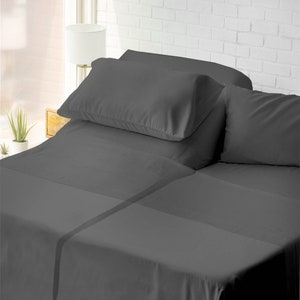 Draps séparés pour lit réglable, 600 fils, 100 % coton égyptien, 5 pièces [1 plat, 2 draps-housses, 2 taies d'oreiller] Doux et respirant