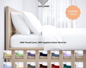 1000 Thread Count Egyptian Cotton Bed Sheet Set - 15" Deep Pocket