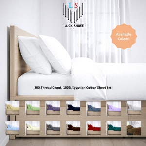 4-PC Bedsheet 800-Thread Count 100% Egyptian Cotton, Soft Sateen Weave Breathable - 1 Fitted, 1 Flat and 2 Pillowcases - 15&quot; Deep Pockets