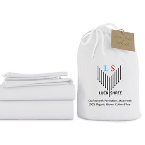 100% Organic Cotton Bed Sheet Set - 700 Thread Count Soft Bedsheet - 1 Fitted Sheet, 1 Flat Sheet and 2 Pillowcases - 18" Deep Pockets