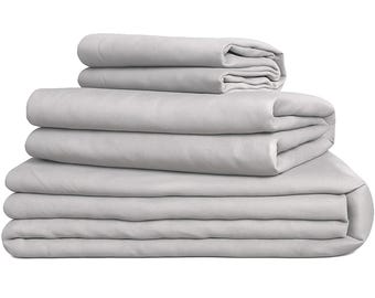 100% Viscose from Bamboo Sheets Set 1000-Thread-Count 4-PC, 15" Deep Pockets - Light Gray