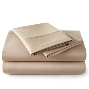 Split Head Giza-Egyptian-Pure Sheets-Pillow-Covers 4-Piece FlexTop Bedsheet - 1 FlexTop Fitted, 1 Flat & 2 Pillowcases - 15&quot; Deep Pockets