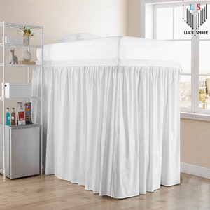 Slaapzaal rok extra lang verlengde studentenslaapzaal bedrok stof gegolfd | 100% Egyptisch katoen | 600-thread count| Bedrok - [Twin XL]