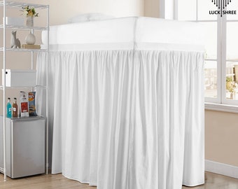 Twin XL Dorm Bed Skirt: Ruffled White Cotton-Microfiber