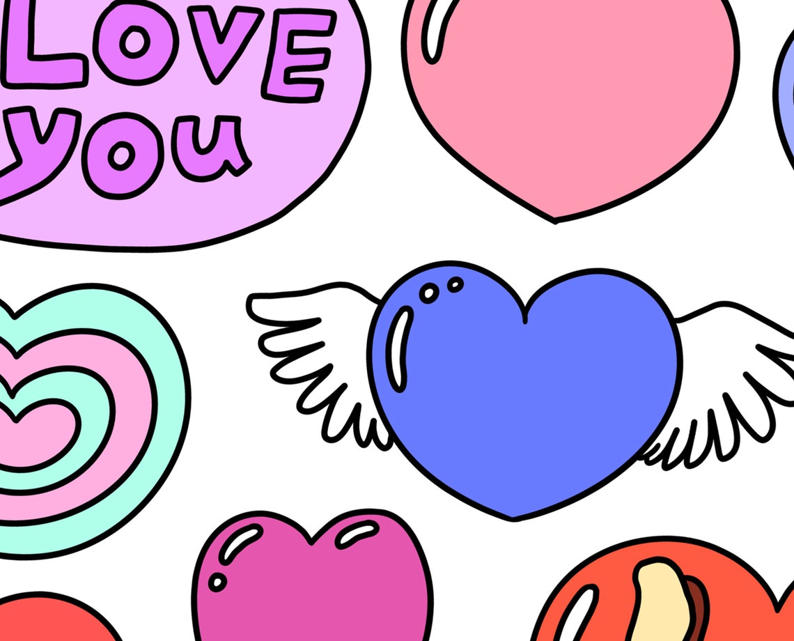 53 Cute Heart Digital Stickers Heart Shape Printable Etsy