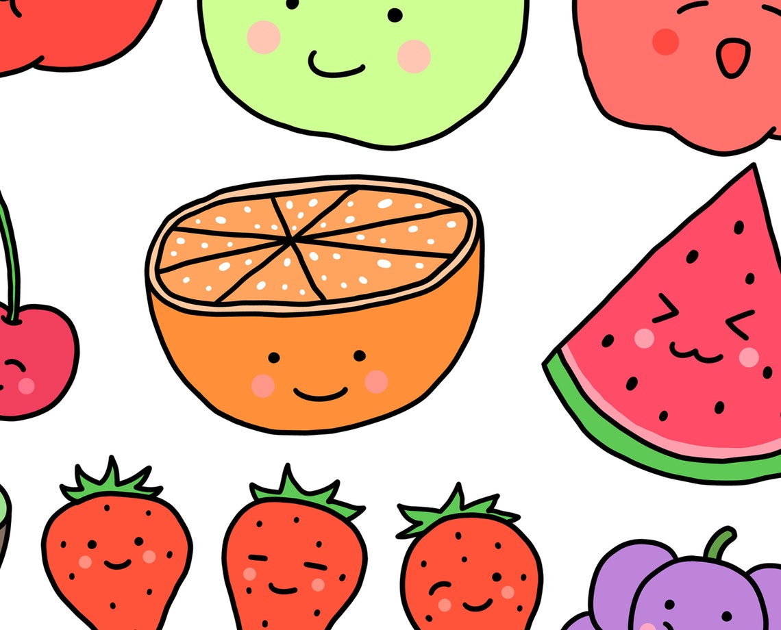 53 Cute Fruit Digital Stickers Fruit Printable Sticker Etsy