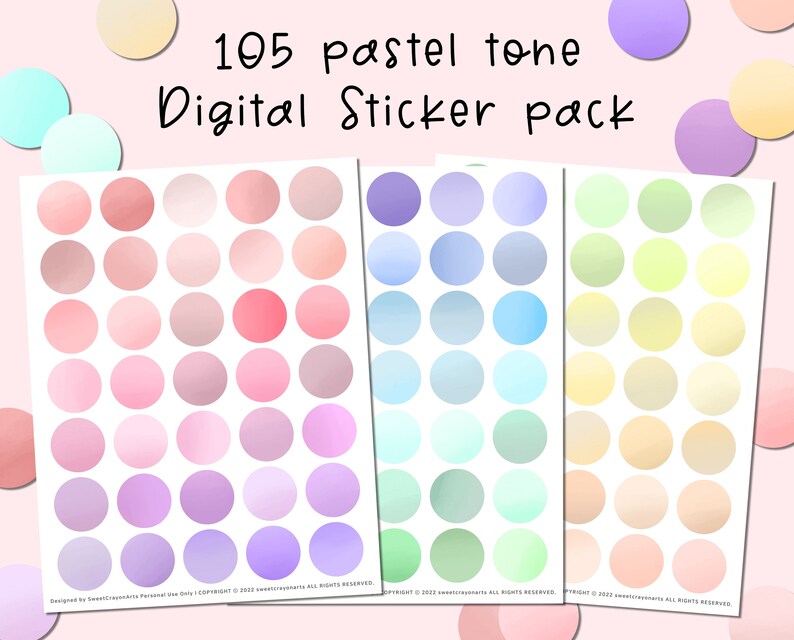 105 Pastel Tone Digital Sticker Pack, Printable Stickers, Goodnotes ...