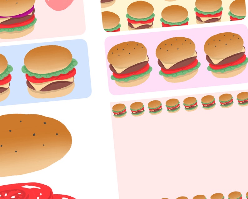45 Cute Hamburger Digital Sticker Pack Hamburger Printable Etsy