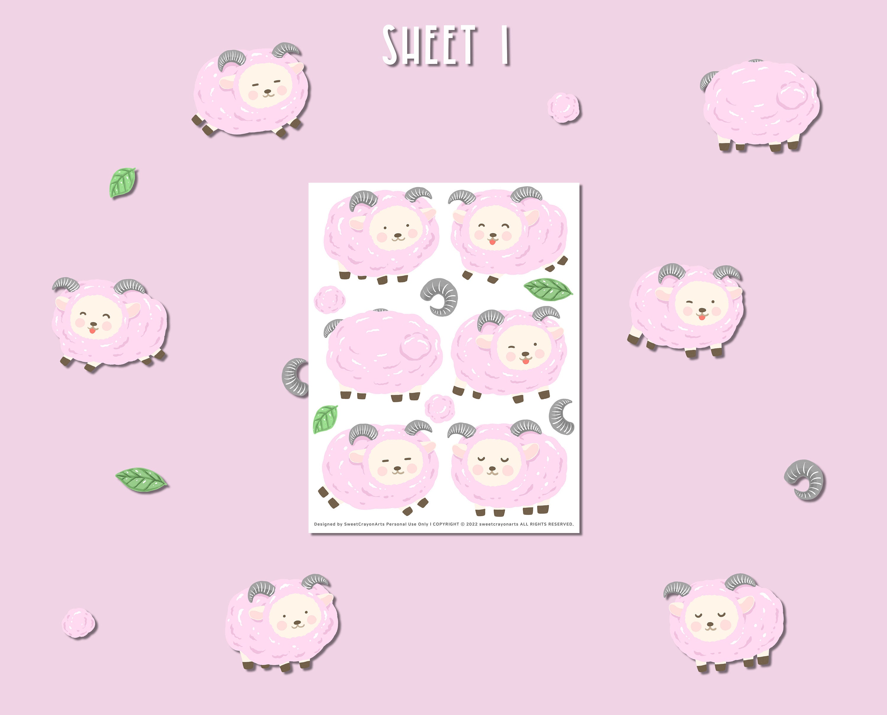 Sticker Sapi Pink 37 Cute Pink Sheep Digital Sticker Pack Sheep Goodnotes - Etsy