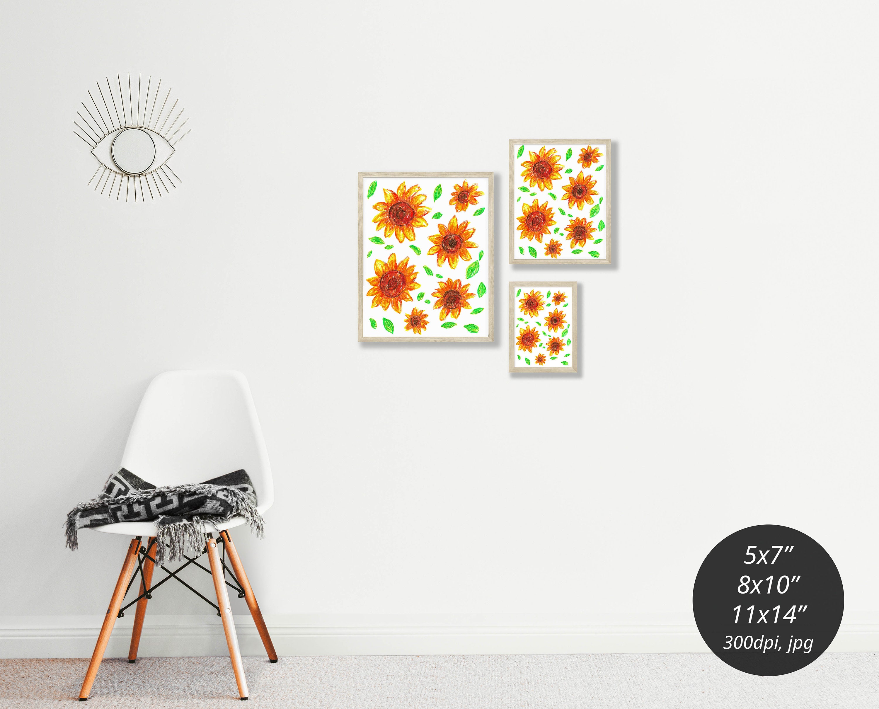 Sunflower wall art Nursery flower print Kids bedroom art | Etsy