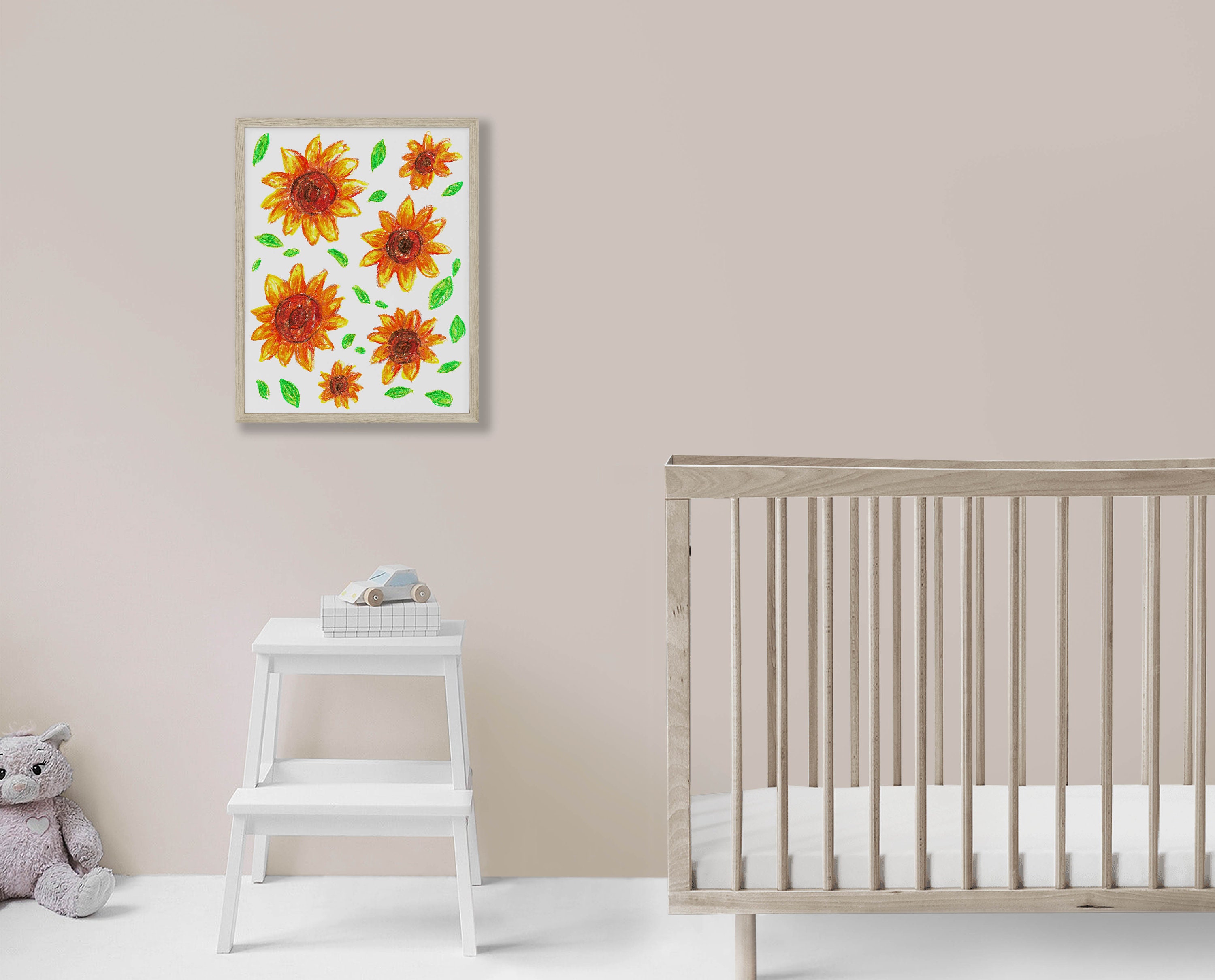 Sunflower wall art Nursery flower print Kids bedroom art Etsy