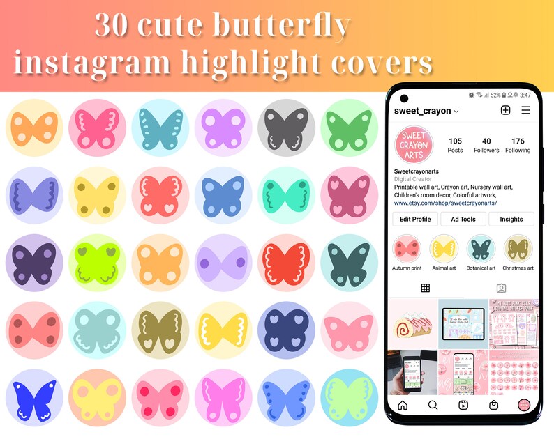 30 Cute Butterfly Instagram Highlight Covers, Colorful Instagram