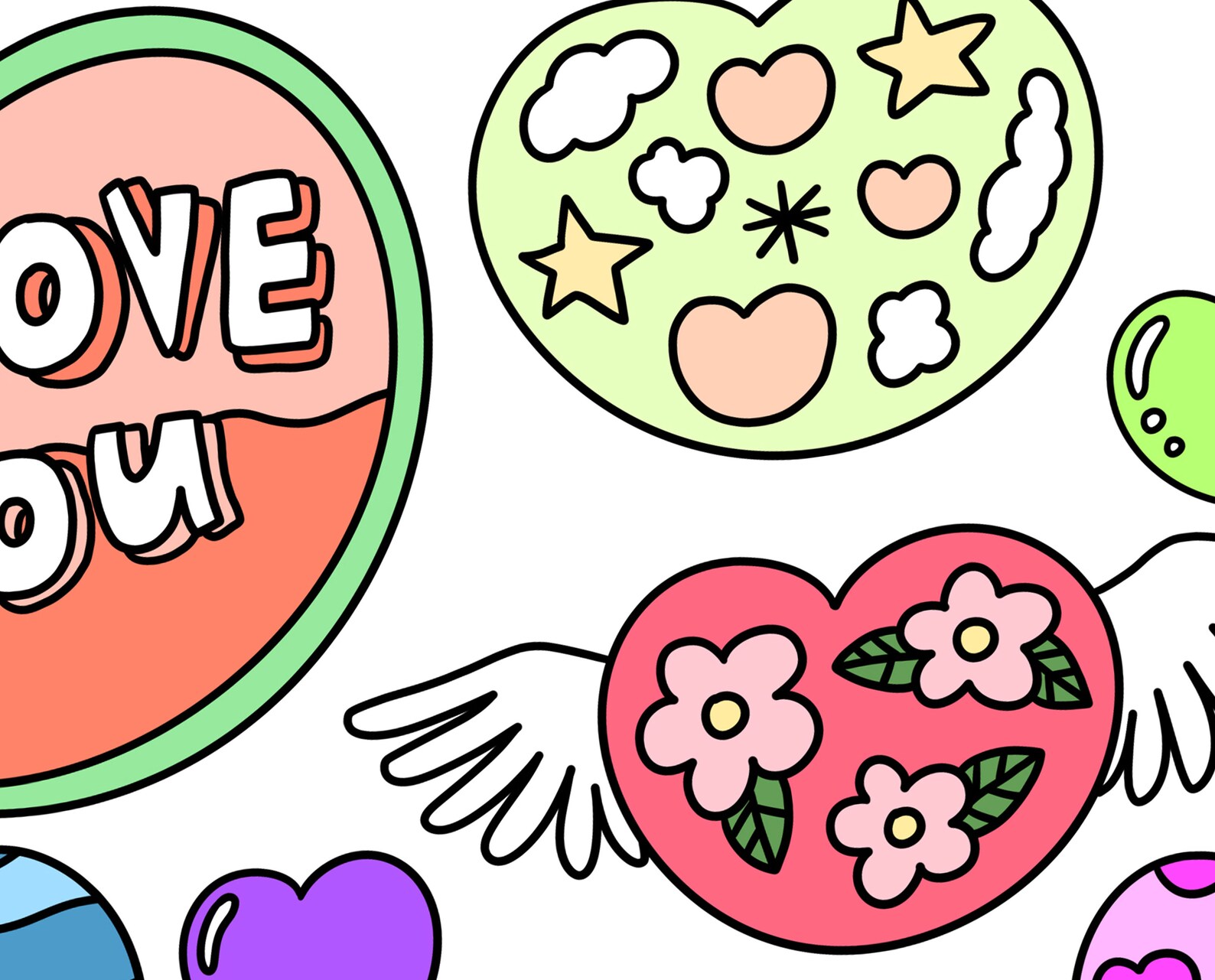 53 Cute Heart Digital Stickers Heart Shape Printable Etsy
