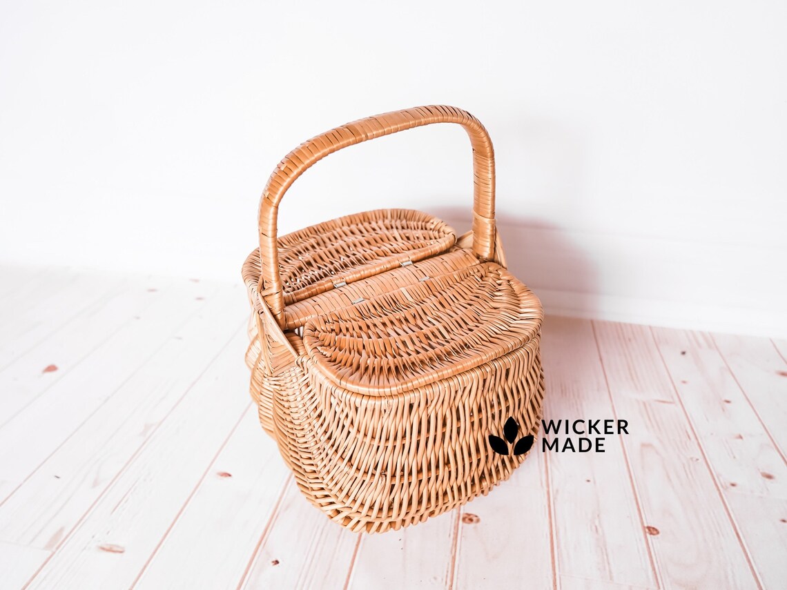 Wicker Picnic Basket Rattan Picnic Storage Handwoven Picnic Etsy