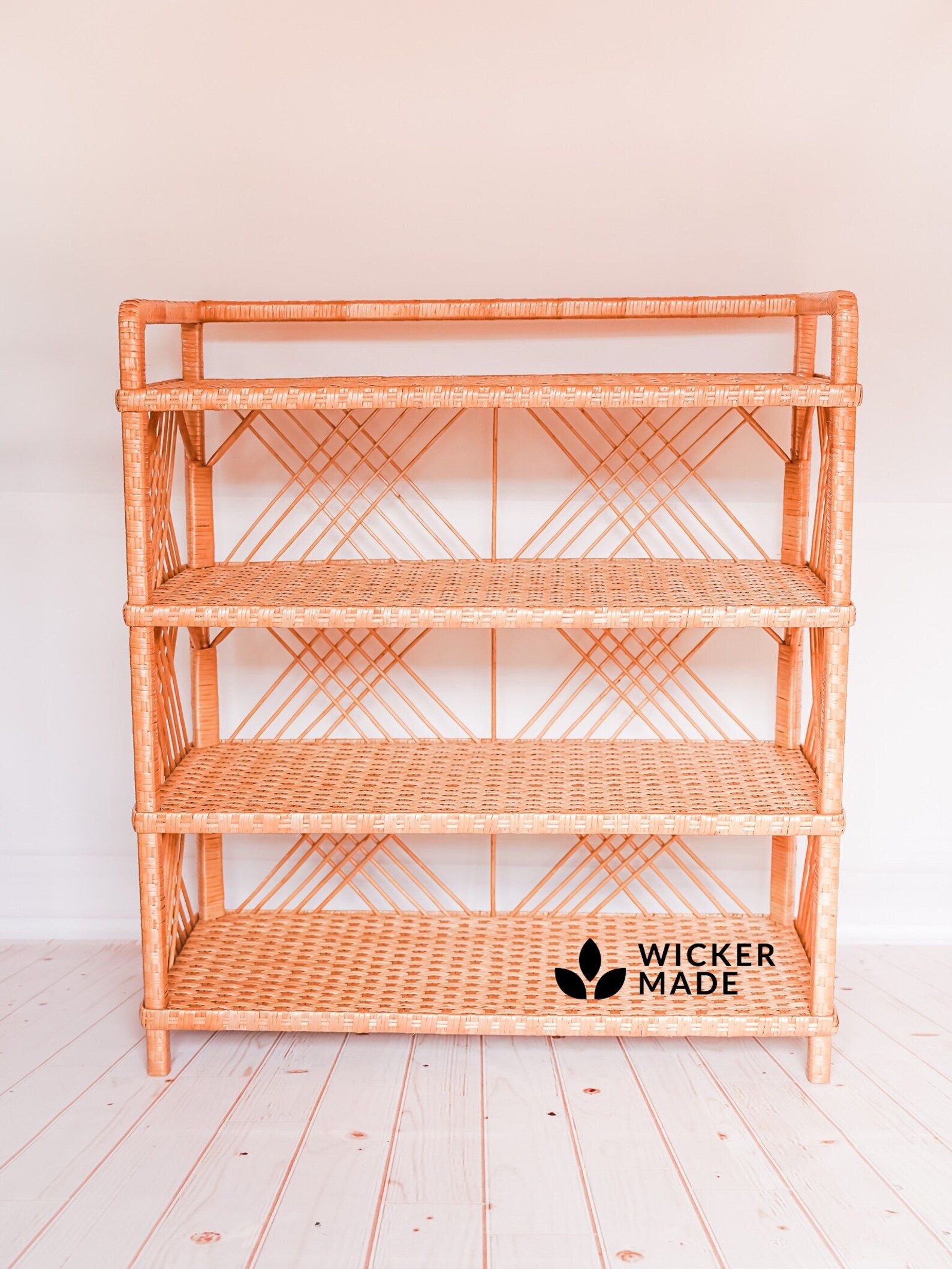 Wide Wicker Etagere Rattan Etagere Rattan Bookshelf Wicker Etsy