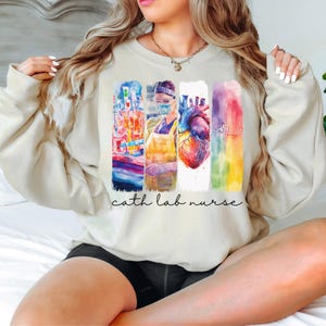 Cath Lab Nurse Brush Stroke Sweatshirt, Gift for Cardiology Tech