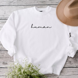 Moletom humano, camisa inspiradora, gola redonda feminina com citação positiva