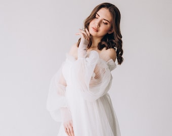 Custom wedding dress, plus size wedding, puff sleeve wedding, tulle wedding dress, modern wedding dress, unique wedding dress