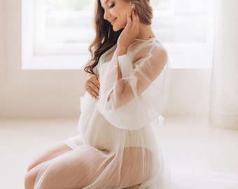 Sheer tulle dress, pregnancy photoshoot dress, maternity dress for photo shoot, tulle maternity gown, boudoir dress