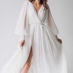 PLUS SIZE Boho wedding dress, PLUS Size Long sleeve dress, White boho maxi dress, Wedding dress alternative