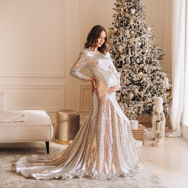 Sparkly White Maternity Dress - Etsy