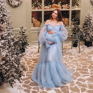 Blue Maternity dress for Photoshoot Baby Shower Dress Plus Size Dress mommy princess dress floor length dress  IN STOCK SIZE 2XL-3XL
