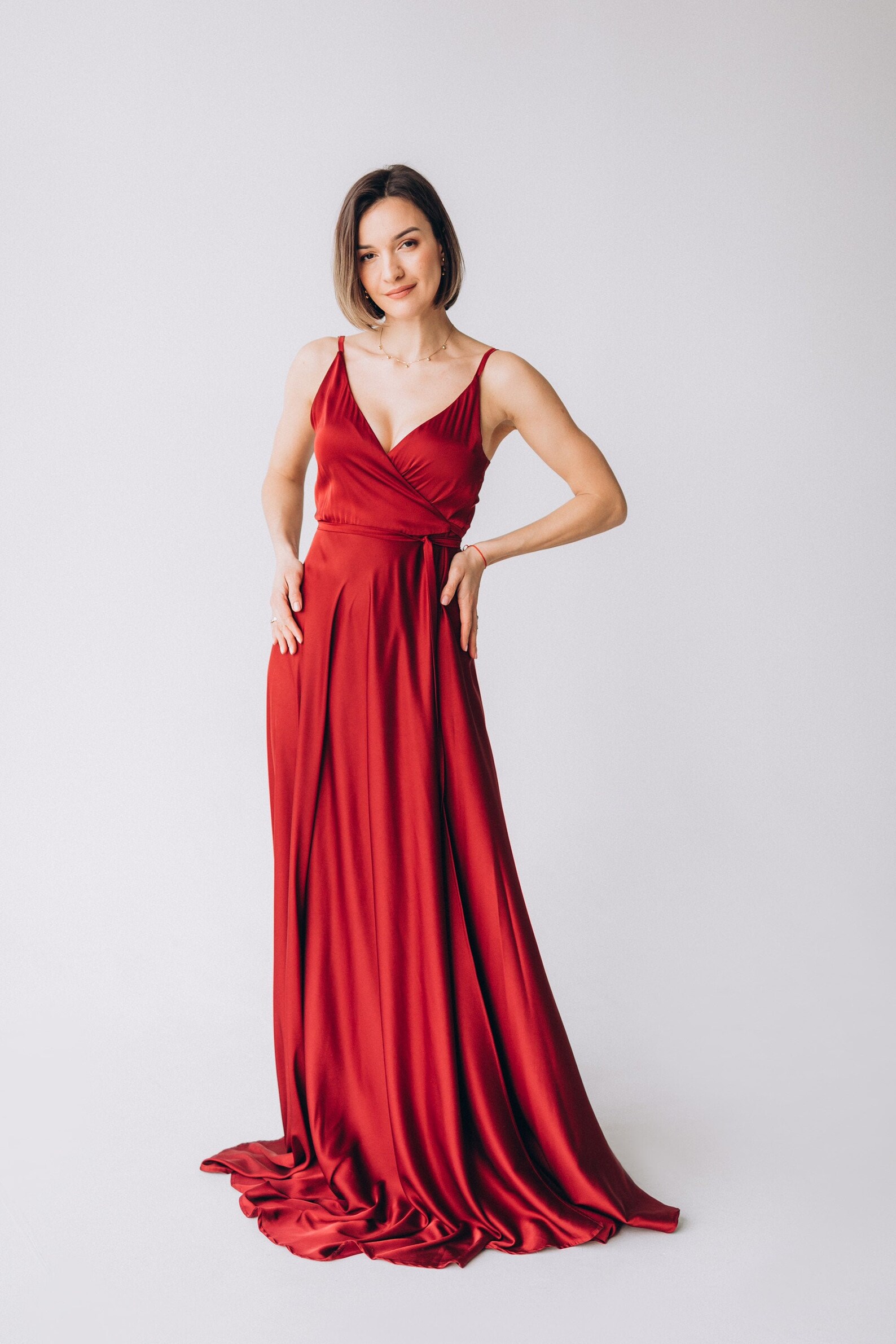 satin maternity gown