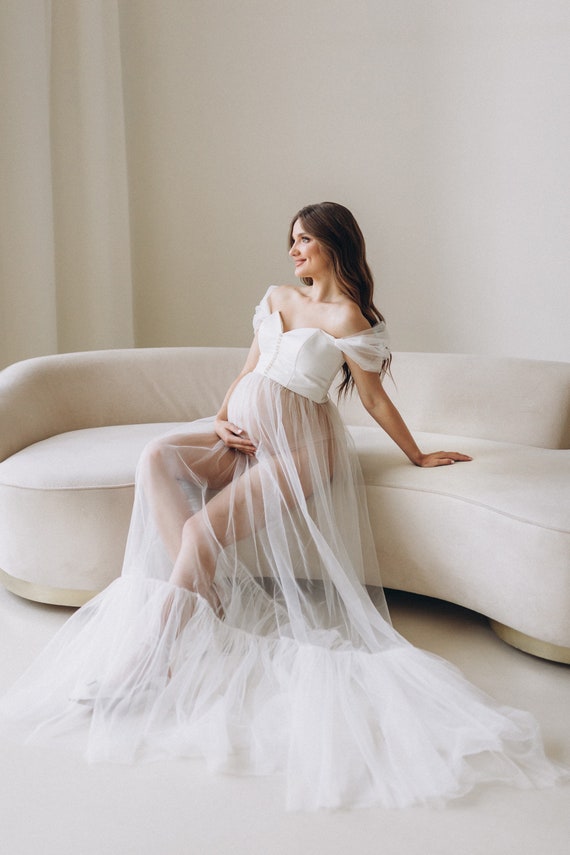 Plus Size Wedding Maternity Dress for Photo Shoot Sheer Etsy