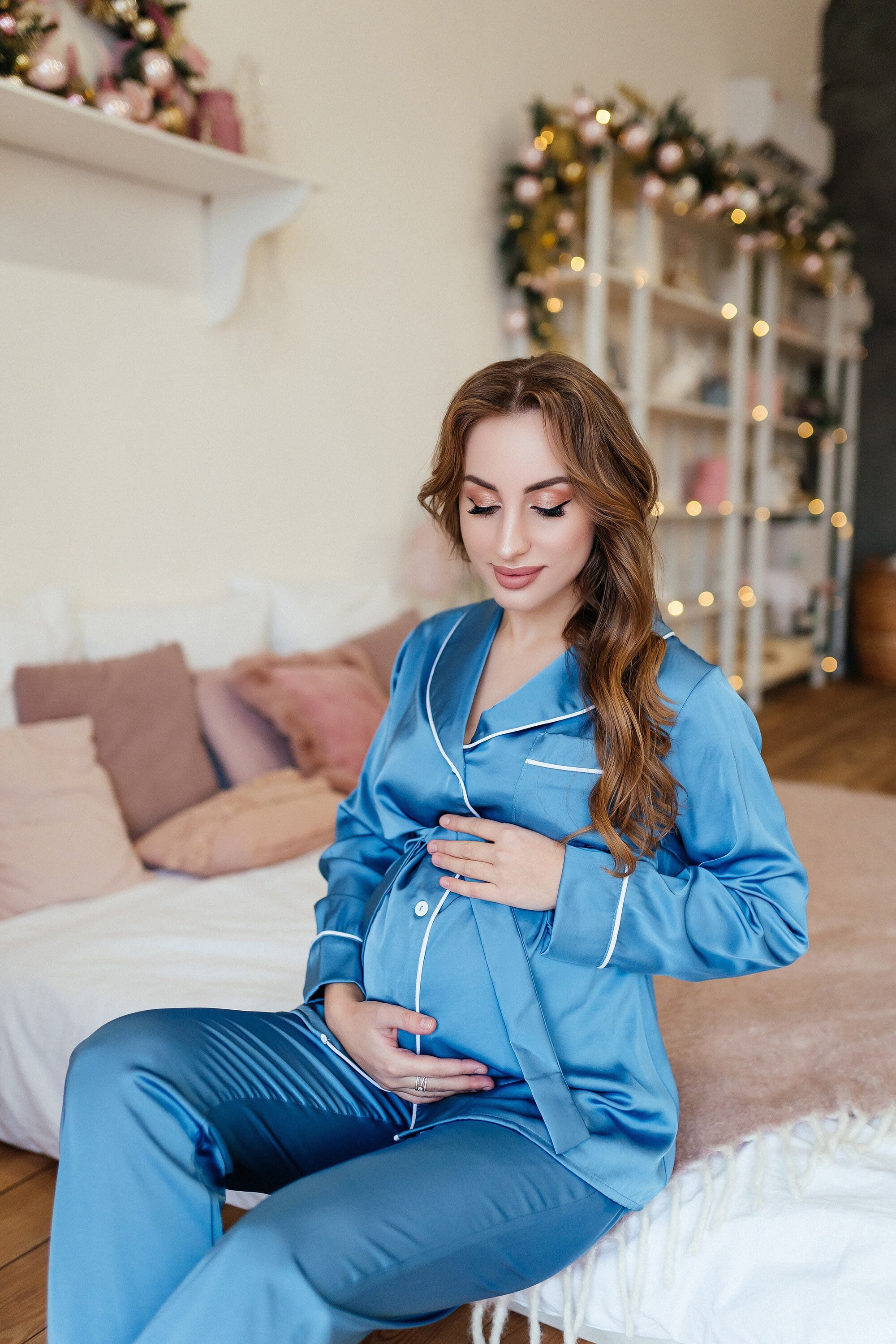 Silk Pajama Pregnancy Photo Shoot Look Pajama Set Homewear Etsy