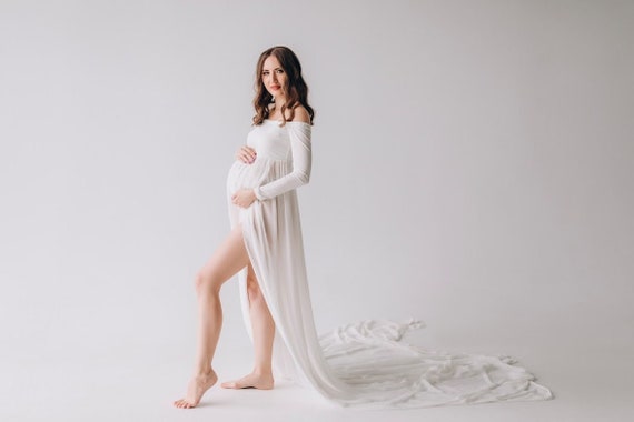 Maternity Lace Dress Maxi White Photography Photoshoot Pregnancy Photo Shoot  Wedding Baby Shower Long off Shoulder Dress - Etsy
