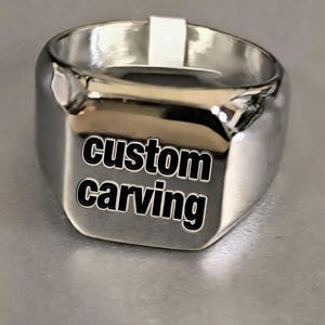 Chevalière Personnalisée Gravée | Prénom Initiales Date Logo | Inox Titane | Cadeau Unique |Custom Engraved Signet Ring|Name Initial Date Lo