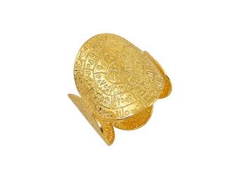 Multiple Phaistos Disc Adjustable Ring –Sterling Siver 925 jewel, Minoan-inspired Ancient Greek Jewelry with Mysterious Spiral Script